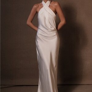 MESHKI Laura Halter satin gown - size Small - Bridal Reception dress